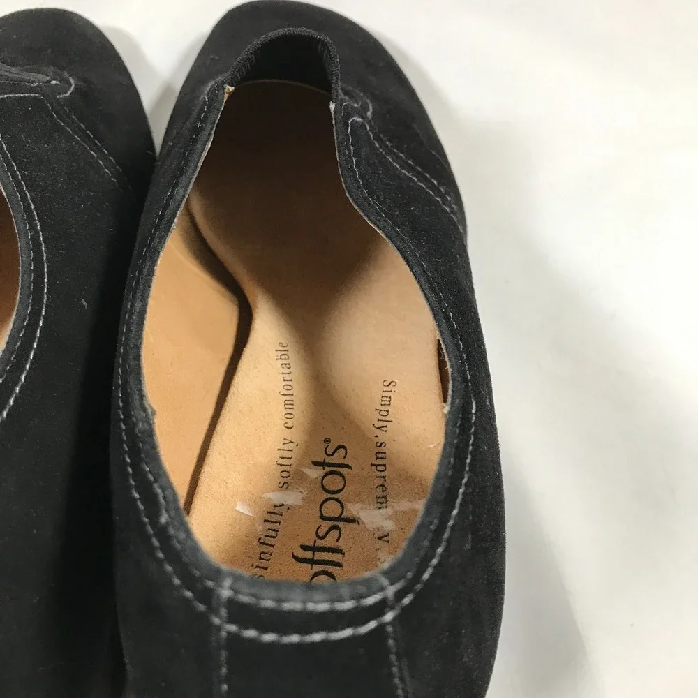 Soft Spots Black Cushion Slip On Wedge Heel Shoes Womens US 11W EU 42 UK 9‎ NWOT